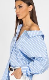 Blouse VIZAVI 727 belo-golubaya poloska
