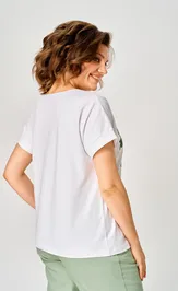 Блузки, туники Rumoda 2259 (короткий рукав) зеленый-белый