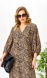 Платье Ava fashion М-191 коричневый-бежевый