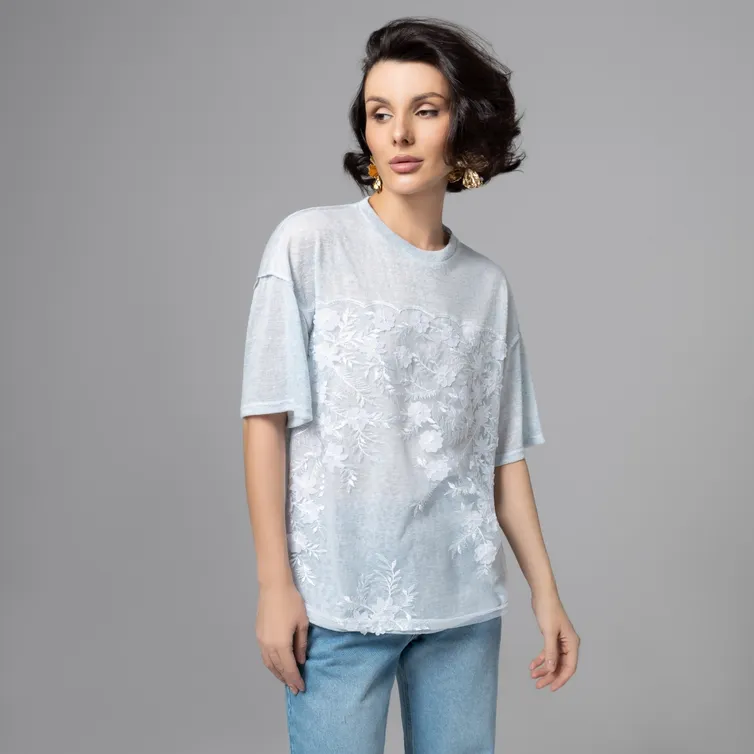 T-Shirt CHARUTTI #Budu tebe snitsya (goluboj melanzh)