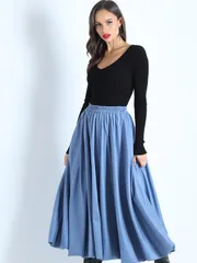 Spódnica DS Trend #Yu-0270 (Shirokie zhesty, blyu)