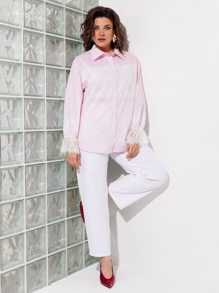 Блузка Anastasia MAK арт. 1352 розовый+полоска