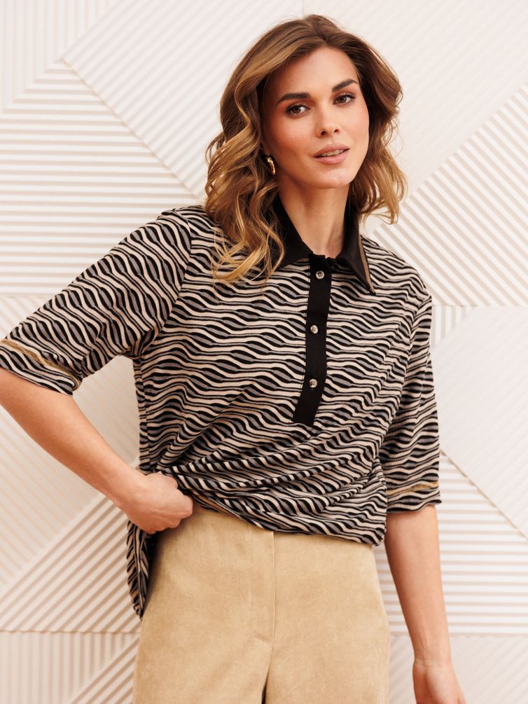 Джемпер GIZART арт. 15380 серо-бежево-черный