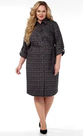Dress LadyThreeStars 2474 kletka s malinovym