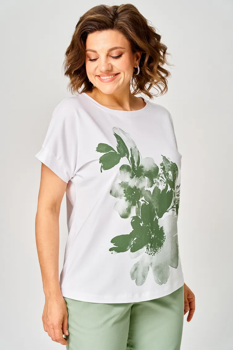 Blouses & tounics Rumoda #2259 (korotkij rukav) zelenyj-belyj