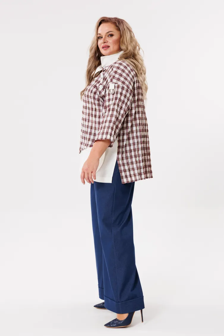 Блуза Michel Chic арт. 751/1 клетка, бежевый