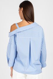 Blouse VIZAVI #726 belo-golubaya poloska