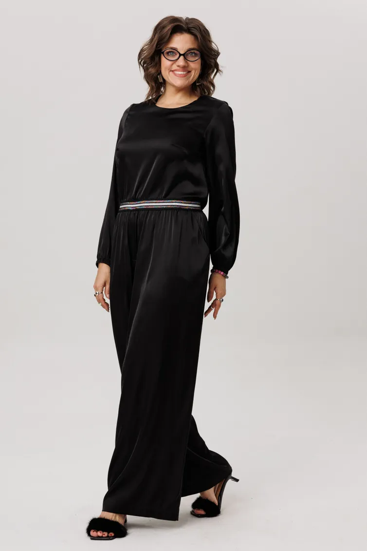 Trousers Anelli Laurel #1734 blestyashhij chernyj