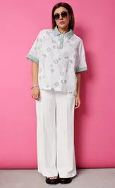 Блуза BegiModa 4132 шалфей на белом