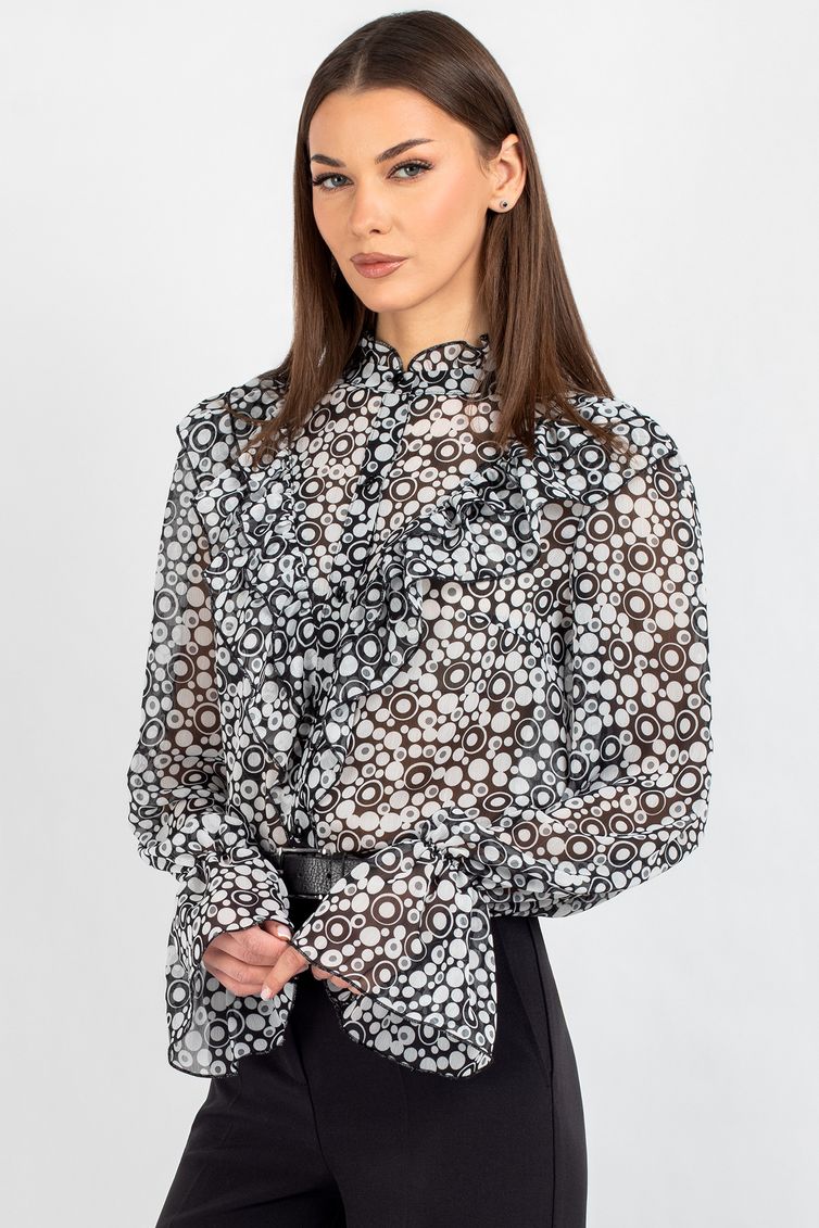 Blouse VIZAVI #744 cherno-belyj