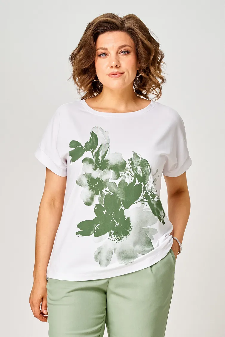 Blouses & tounics Rumoda #2259 (korotkij rukav) zelenyj-belyj