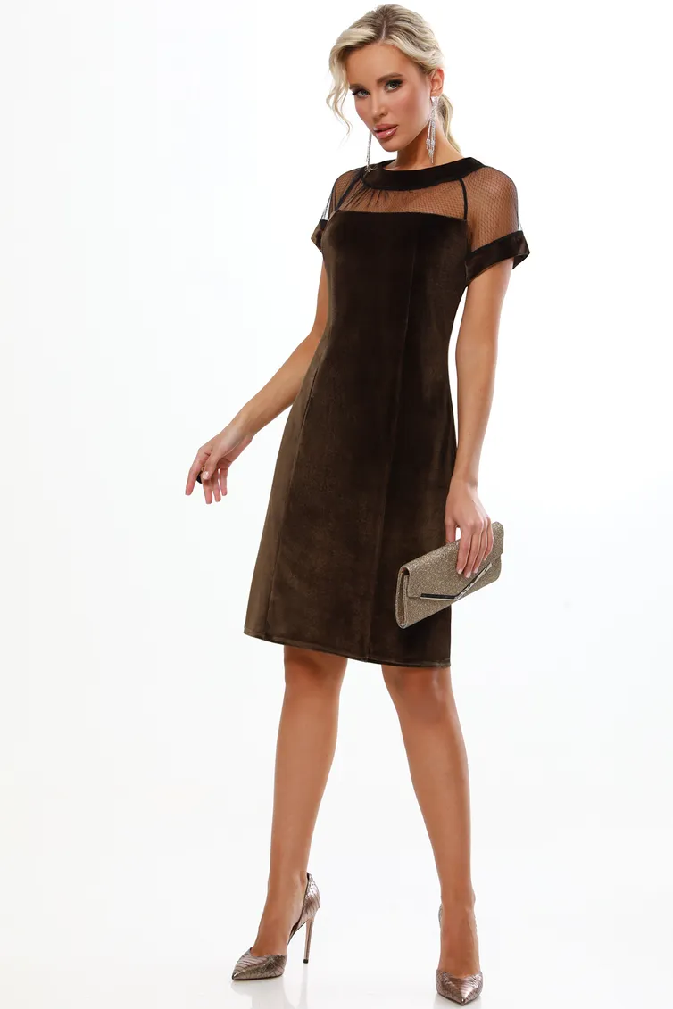 Платье DS Trend арт. П-4191-0513-01 (бархатное коктейльное с коротким рукавом)