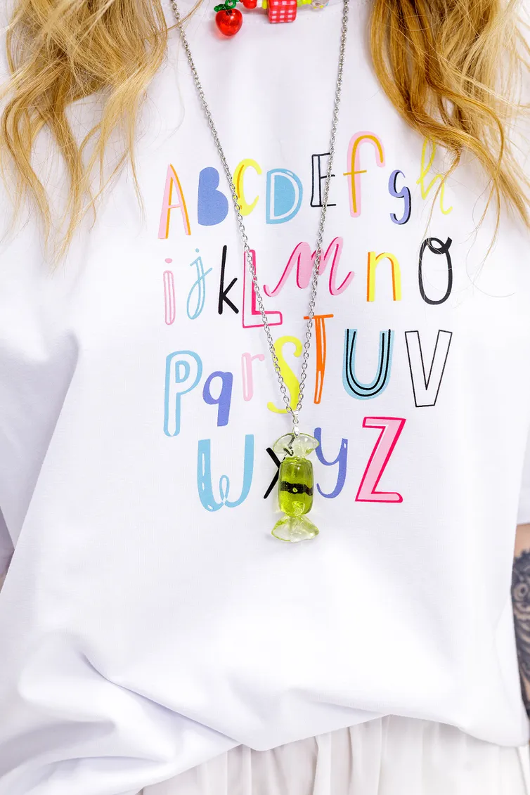 T-Shirt Pirs #6831 belyj s printom «alfavit»