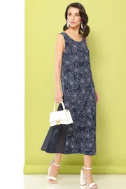 Платье DS Trend арт. П-4049-0138-05 (синее с шифоновыми клиньями)