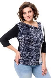 Блуза Abbi арт. 4029 черно-белая с принтом