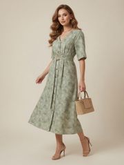 Dress GIZART #5299 salatovo-zelenyj, print cvety