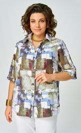 Блуза БелЭльСтиль 881-336 голубой дизайн