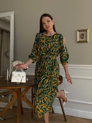 Платье Dilana Vip арт. 2093 зеленый принт