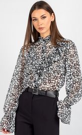 Blouse VIZAVI 744 cherno-belyj
