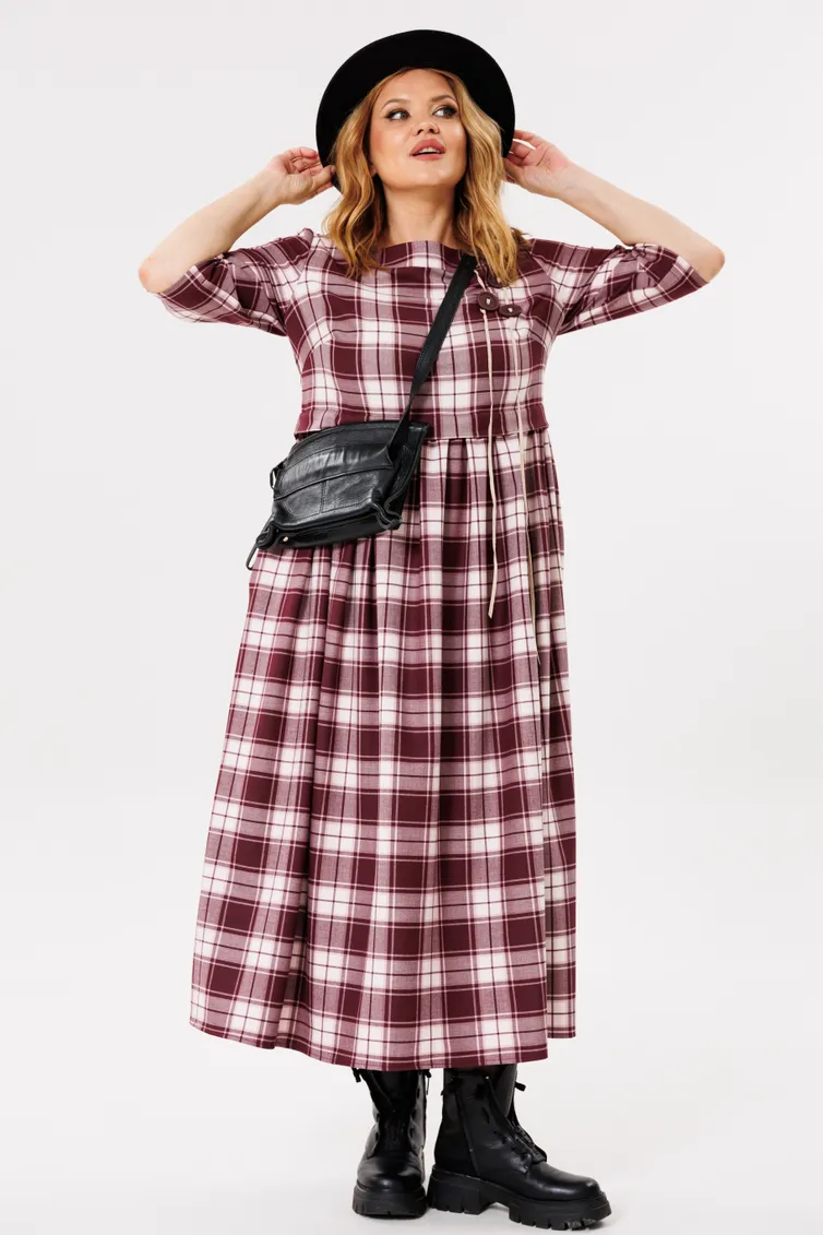 Платье Michel Chic арт. 2132/1 бордо, клетка