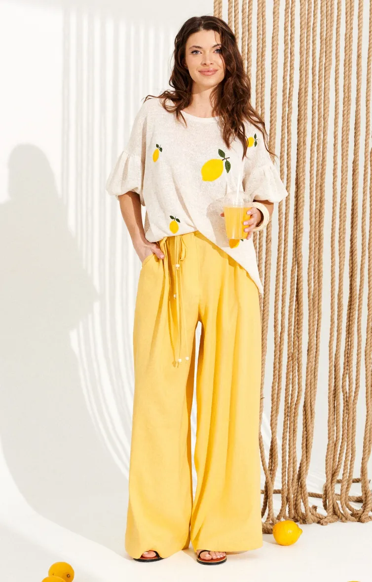 Trousers Elletto Life #12388 zheltyj