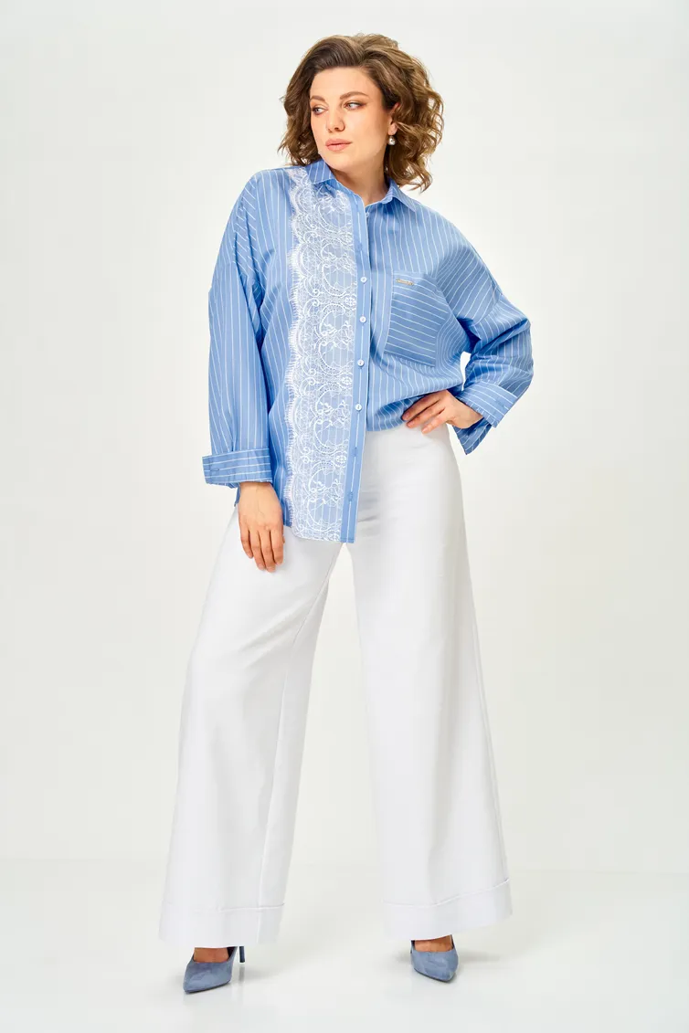 Рубашка Michel Chic арт. 800 голубой ажур