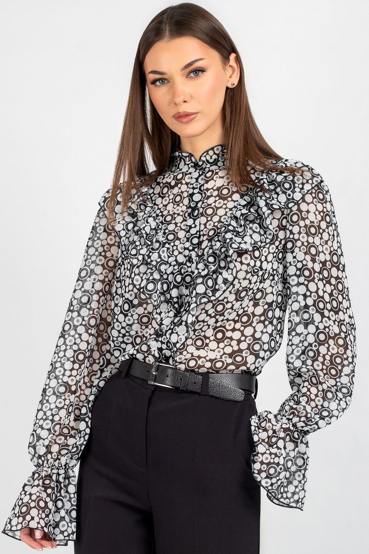 Blouse VIZAVI #744 cherno-belyj
