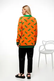 Кардиган Romgil арт. РВ0078-АК2 апельсин, ярко-зеленый, черный