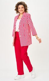 Костюм БелЭльСтиль 762-324/609-323 красный/полоска