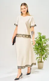Костюм Ava fashion М-196 молочный-шампанское
