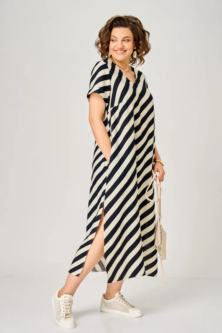 Sukienka BelElStyle #887-338 poloska