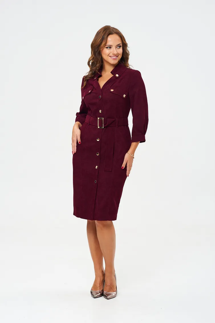 Sukienka VI ORO #VR-1144-4 marsala