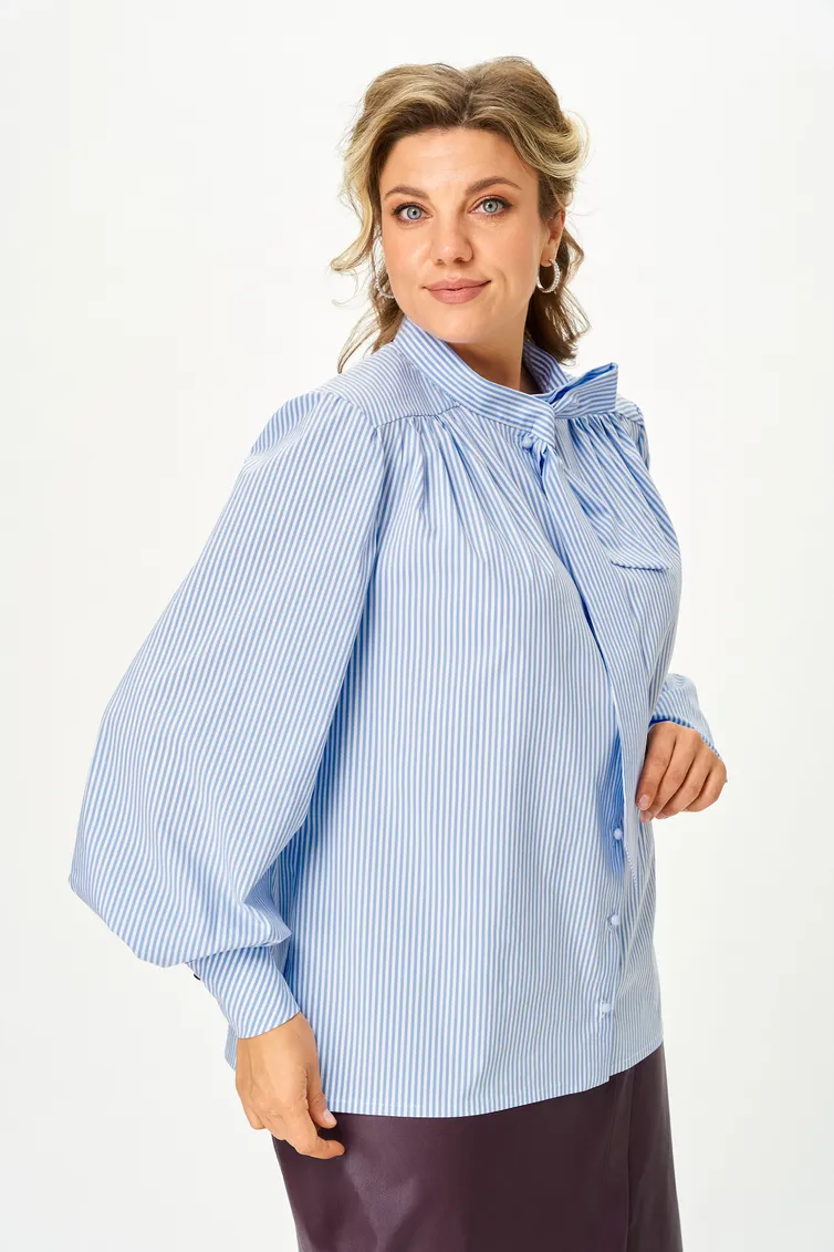 Bluzka SOVA #11352 golubaya poloska