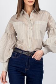 Blouse VIZAVI #745 bezhevaya poloska