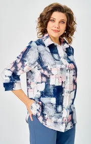 Bluzka BelElStyle #877-326 sinij dizajn