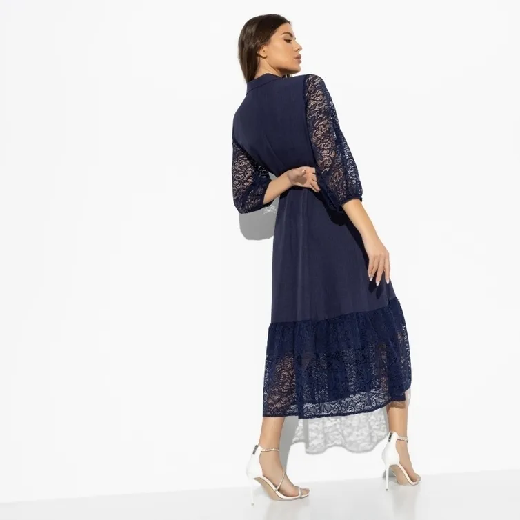 Sukienki CHARUTTI #Na ves zolota (blue elegant, s poyasom)