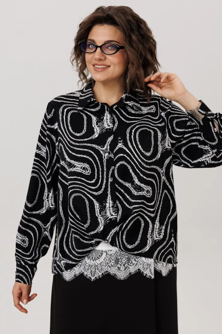 Blouse Anelli Laurel #1663 mramor nero