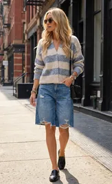 Sweter BELANGE 3257 sero-bezhevyj