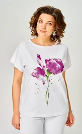 Блузки, туники Rumoda 2061 (короткий рукав) белая лаванда