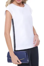 Bluzki, tuniki DS Trend #B-1545-0111 (belaya s kontrastnym lampasom)