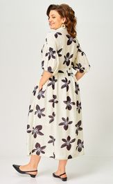 Платье Milora 1451 молочный/ темные цветы