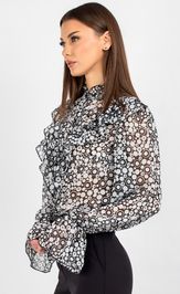 Blouse VIZAVI 744 cherno-belyj