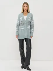 Кардиган Newvay арт. 9242-91045 тополь серебристый/бел/титаниум