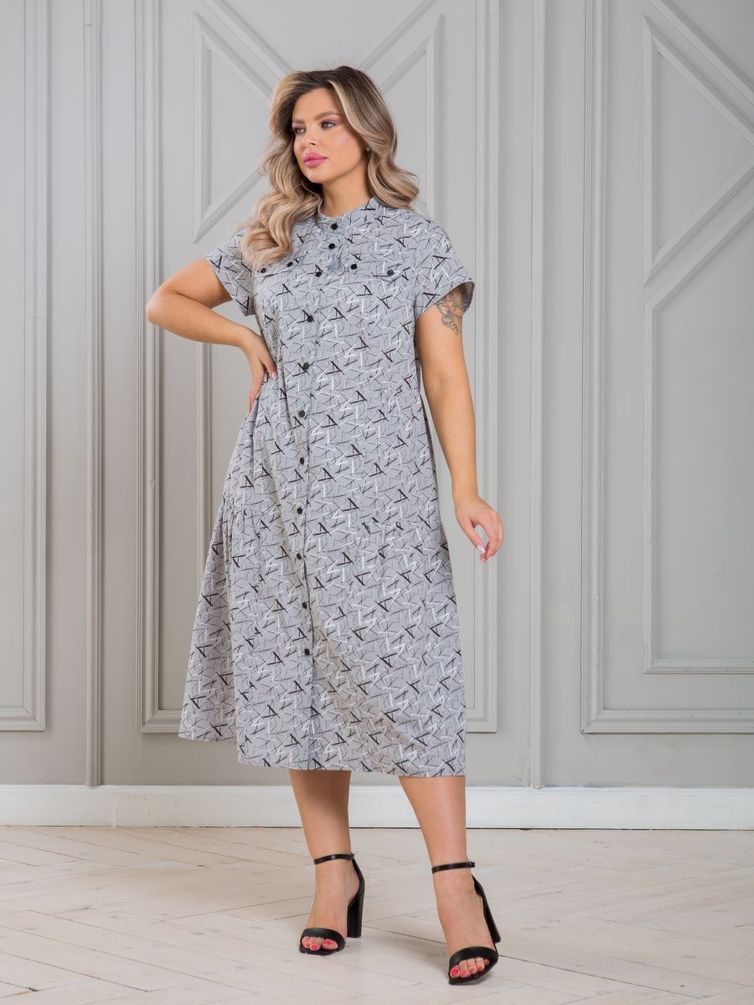 Dress NOVITA #1338-1 seryj