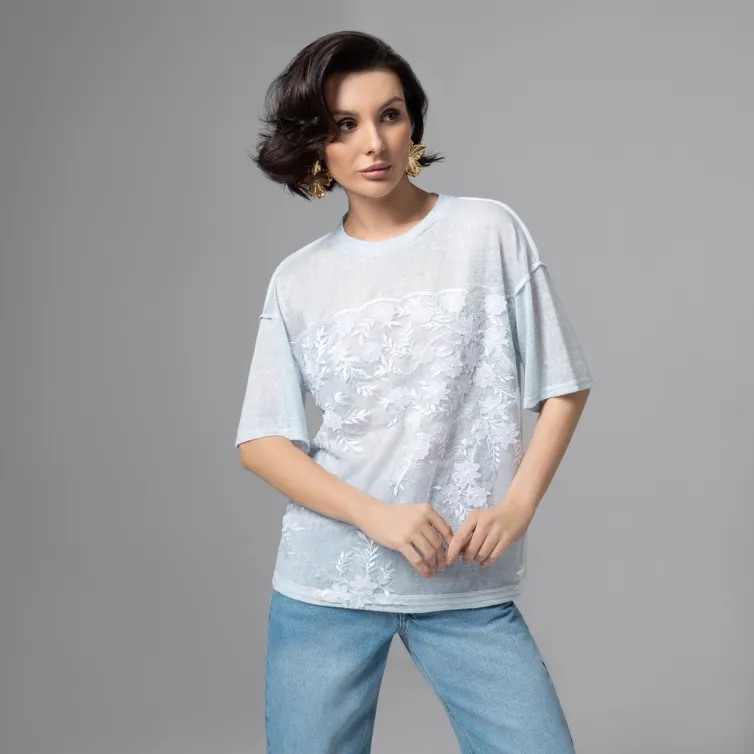 T-Shirt CHARUTTI #Budu tebe snitsya (goluboj melanzh)