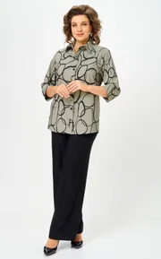 Bluzka BelElStyle #877-326 oliva/chernyj