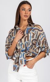Blouse VIZAVI 725 bezhevyj+korichnevyj+goluboj