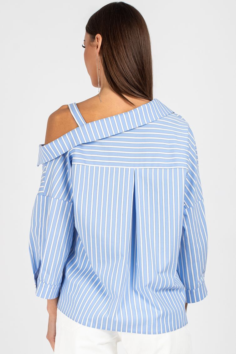 Blouse VIZAVI #726 belo-golubaya poloska