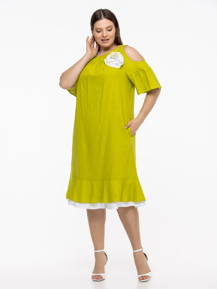 Dress Avila #0930 zhelto-zelenyj