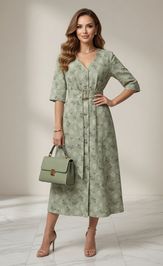 Dress GIZART 5299 salatovo-zelenyj, print cvety